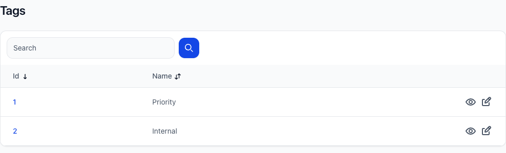 HasAndBelongsToMany field showing an associated list of tags on a show page