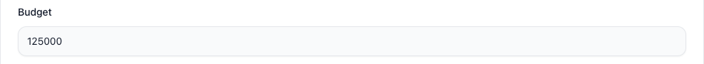 Number field showing a numeric input on an edit page